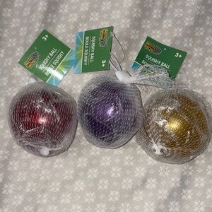 Trendy Brand New Glitter Squishy Ball Trio - Red, Purple & Gold🔥